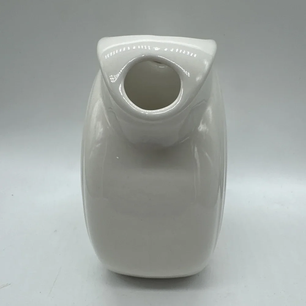 FIESTA Small Disc Disk Pitcher Holly Ribbon Christmas Creamer White 28 Oz